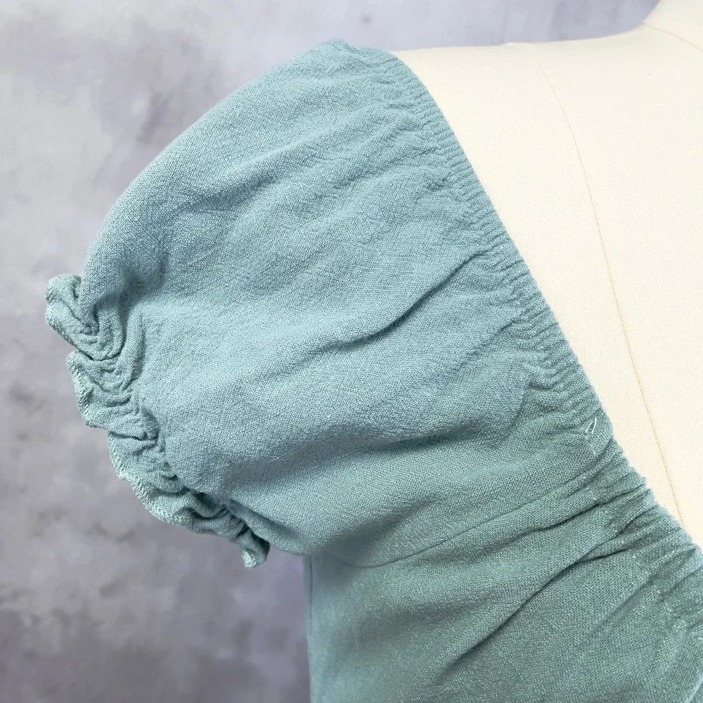 Milkmaid Mini Dress Size Medium Coquette Cottage Feminine Romantic Summer Picnic - Picture 3 of 13